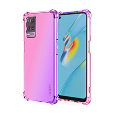 Realme 8 5G用極薄ソフトケース グラデーション 勾配色 クリア透明 Realme ローズレッド