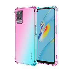 Realme 8 5G用極薄ソフトケース グラデーション 勾配色 クリア透明 Realme シアン