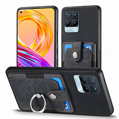 Realme 8 Pro用シリコンケース ソフトタッチラバー レザー柄 カバー SD1 Realme ブラック