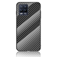 Realme 8 Pro用ハイブリットバンパーケース プラスチック 鏡面 虹 グラデーション 勾配色 カバー LS2 Realme ブラック