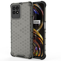 Realme 8i用360度 フルカバー ハイブリットバンパーケース クリア透明 プラスチック カバー AM3 Realme ブラック