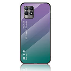 Realme 8i用ハイブリットバンパーケース プラスチック 鏡面 虹 グラデーション 勾配色 カバー LS1 Realme マルチカラー