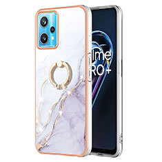 Realme 9 4G用シリコンケース ソフトタッチラバー バタフライ パターン カバー アンド指輪 Y05B Realme ホワイト