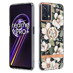 Realme 9 4G用シリコンケース ソフトタッチラバー バタフライ パターン カバー アンド指輪 Y06B Realme ホワイト