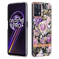 Realme 9 4G用シリコンケース ソフトタッチラバー バタフライ パターン カバー アンド指輪 Y06B Realme ラベンダー