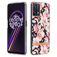 Realme 9 4G用シリコンケース ソフトタッチラバー バタフライ パターン カバー アンド指輪 Y06B Realme ピンク