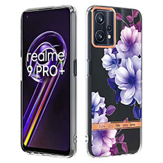 Realme 9 4G用シリコンケース ソフトタッチラバー バタフライ パターン カバー Y06B Realme パープル