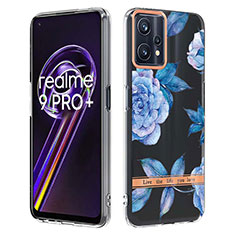 Realme 9 4G用シリコンケース ソフトタッチラバー バタフライ パターン カバー Y06B Realme ネイビー