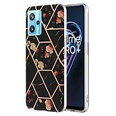 Realme 9 4G用シリコンケース ソフトタッチラバー バタフライ パターン カバー Y02B Realme ブラック