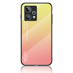 Realme 9 4G用ハイブリットバンパーケース プラスチック 鏡面 虹 グラデーション 勾配色 カバー LS1 Realme イエロー