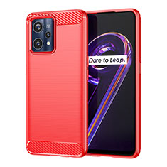 Realme 9 4G用シリコンケース ソフトタッチラバー ライン カバー Realme レッド