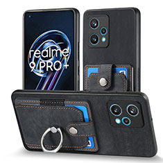 Realme 9 4G用シリコンケース ソフトタッチラバー レザー柄 カバー SD1 Realme ブラック