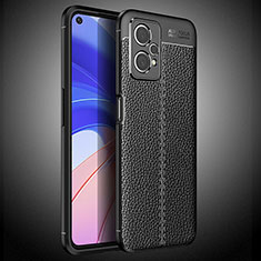 Realme 9 5G用シリコンケース ソフトタッチラバー レザー柄 カバー WL2 Realme ブラック