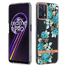 Realme 9 5G用シリコンケース ソフトタッチラバー バタフライ パターン カバー Y06B Realme シアン