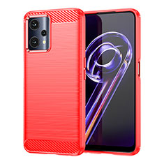 Realme 9 5G用シリコンケース ソフトタッチラバー ライン カバー Realme レッド