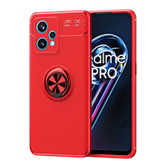 Realme 9 Pro 5G用極薄ソフトケース シリコンケース 耐衝撃 全面保護 アンド指輪 マグネット式 バンパー SD2 Realme レッド