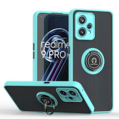 Realme 9 Pro 5G用ハイブリットバンパーケース プラスチック アンド指輪 マグネット式 QW2 Realme シアン