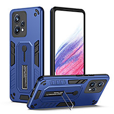 Realme 9 Pro 5G用ハイブリットバンパーケース スタンド プラスチック 兼シリコーン カバー H01P Realme ネイビー