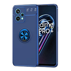 Realme 9 Pro+ Plus 5G用極薄ソフトケース シリコンケース 耐衝撃 全面保護 アンド指輪 マグネット式 バンパー SD2 Realme ネイビー