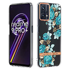 Realme 9 Pro+ Plus 5G用シリコンケース ソフトタッチラバー バタフライ パターン カバー Y06B Realme シアン