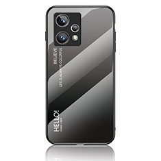 Realme 9 Pro+ Plus 5G用ハイブリットバンパーケース プラスチック 鏡面 虹 グラデーション 勾配色 カバー LS1 Realme ダークグレー