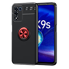 Realme 9 SE 5G用極薄ソフトケース シリコンケース 耐衝撃 全面保護 アンド指輪 マグネット式 バンパー JM1 Realme レッド・ブラック