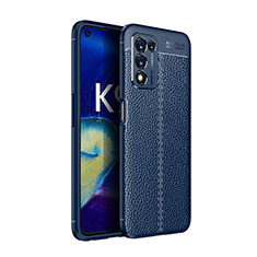 Realme 9 SE 5G用シリコンケース ソフトタッチラバー レザー柄 カバー Realme ネイビー