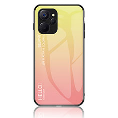 Realme 9i 5G用ハイブリットバンパーケース プラスチック 鏡面 虹 グラデーション 勾配色 カバー LS1 Realme イエロー
