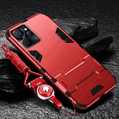 Realme 9i 5G用ハイブリットバンパーケース スタンド プラスチック 兼シリコーン カバー R01 Realme レッド