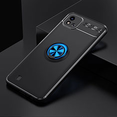 Realme C11 (2021)用極薄ソフトケース シリコンケース 耐衝撃 全面保護 アンド指輪 マグネット式 バンパー SD1 Realme ネイビー・ブラック