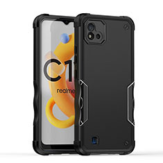 Realme C11 (2021)用ハイブリットバンパーケース プラスチック 兼シリコーン カバー QW1 Realme ブラック