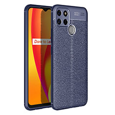 Realme C12用シリコンケース ソフトタッチラバー レザー柄 カバー Realme ネイビー