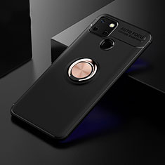 Realme C12用極薄ソフトケース シリコンケース 耐衝撃 全面保護 アンド指輪 マグネット式 バンパー SD1 Realme ゴールド・ブラック