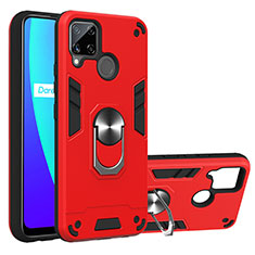 Realme C15用ハイブリットバンパーケース プラスチック アンド指輪 マグネット式 S01 Realme レッド