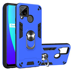 Realme C15用ハイブリットバンパーケース プラスチック アンド指輪 マグネット式 S01 Realme ネイビー