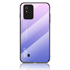 Realme C20用ハイブリットバンパーケース プラスチック 鏡面 虹 グラデーション 勾配色 カバー LS1 Realme ラベンダー