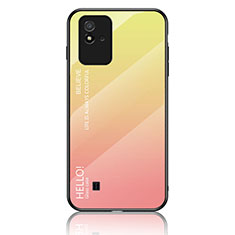 Realme C20用ハイブリットバンパーケース プラスチック 鏡面 虹 グラデーション 勾配色 カバー LS1 Realme イエロー