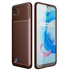 Realme C20用シリコンケース ソフトタッチラバー ツイル カバー S01 Realme ブラウン