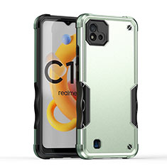 Realme C20用ハイブリットバンパーケース プラスチック 兼シリコーン カバー QW1 Realme ライトグリーン