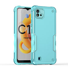 Realme C20用ハイブリットバンパーケース プラスチック 兼シリコーン カバー QW1 Realme ライトブルー