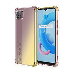 Realme C20用極薄ソフトケース グラデーション 勾配色 クリア透明 Realme イエロー