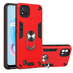 Realme C20A用ハイブリットバンパーケース プラスチック アンド指輪 マグネット式 Y01B Realme レッド