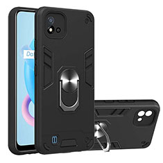 Realme C20A用ハイブリットバンパーケース プラスチック アンド指輪 マグネット式 Y01B Realme ブラック