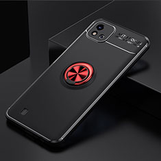 Realme C20A用極薄ソフトケース シリコンケース 耐衝撃 全面保護 アンド指輪 マグネット式 バンパー SD1 Realme レッド・ブラック