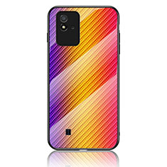 Realme C20A用ハイブリットバンパーケース プラスチック 鏡面 虹 グラデーション 勾配色 カバー LS2 Realme オレンジ