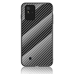 Realme C20A用ハイブリットバンパーケース プラスチック 鏡面 虹 グラデーション 勾配色 カバー LS2 Realme ブラック