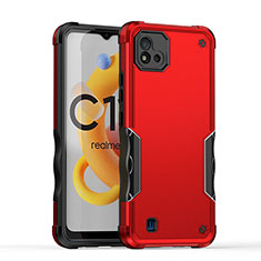 Realme C20A用ハイブリットバンパーケース プラスチック 兼シリコーン カバー QW1 Realme レッド