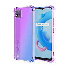 Realme C20A用極薄ソフトケース グラデーション 勾配色 クリア透明 Realme ラベンダー