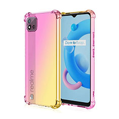 Realme C20A用極薄ソフトケース グラデーション 勾配色 クリア透明 Realme ピンク