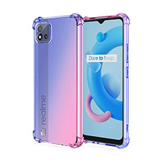 Realme C20A用極薄ソフトケース グラデーション 勾配色 クリア透明 Realme ネイビー